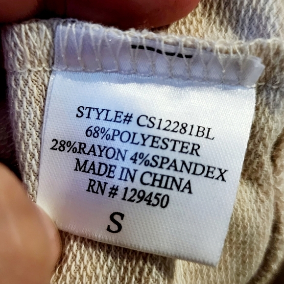 Como Vinyage Heathered Cream Twist Front Women’s Small S Short Sleeve Crew Neck - Picture 6 of 7